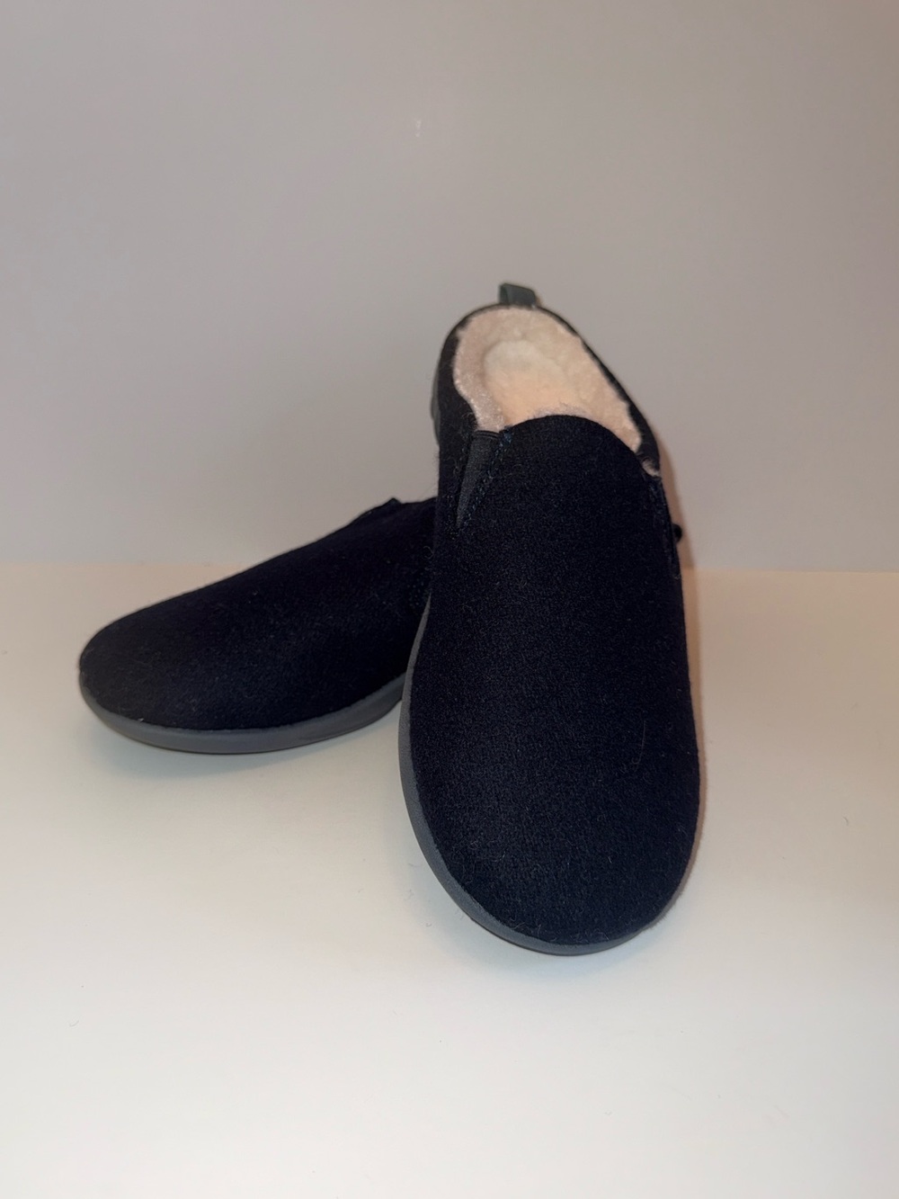 Spenco Black Fleece Lined Wool Blend Black Slip On Slipper House Shoes Womens 9 - Picture 10 of 13